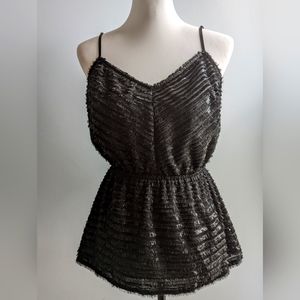 NWT Pearl by Lela Rose Fringe Peplum Top Size Small